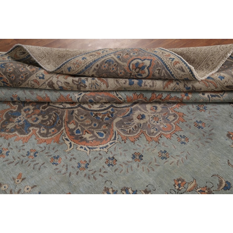 Blue Medallion Tabriz Persian Rug Oriental Handmade Wool Carpet - 9'7"x 11'9"