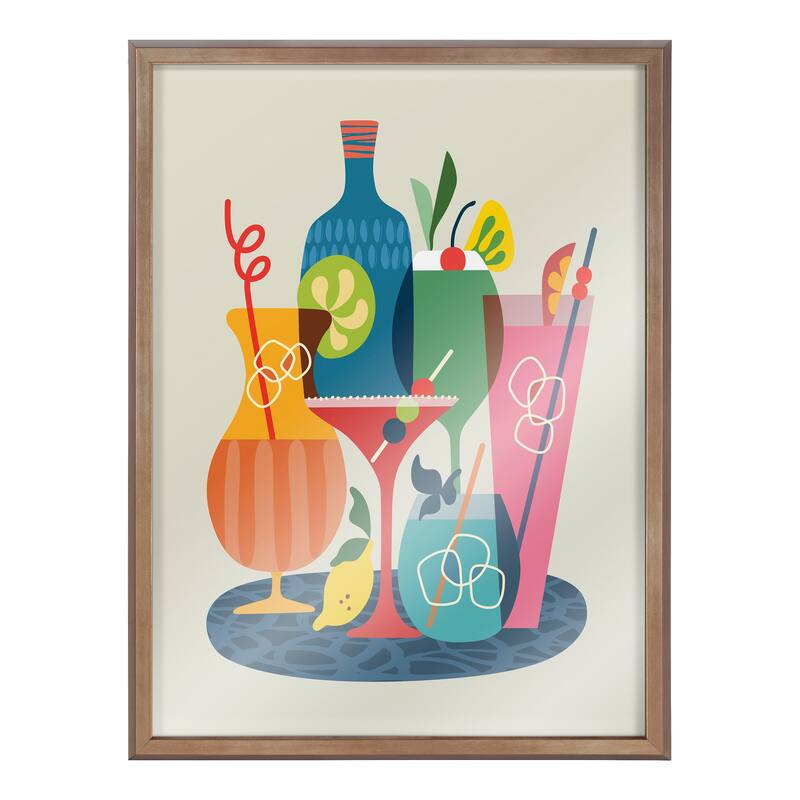Kate and Laurel Blake Mid Century Modern Cocktails Framed Printed Glass by Rachel Lee of My Dream Wall