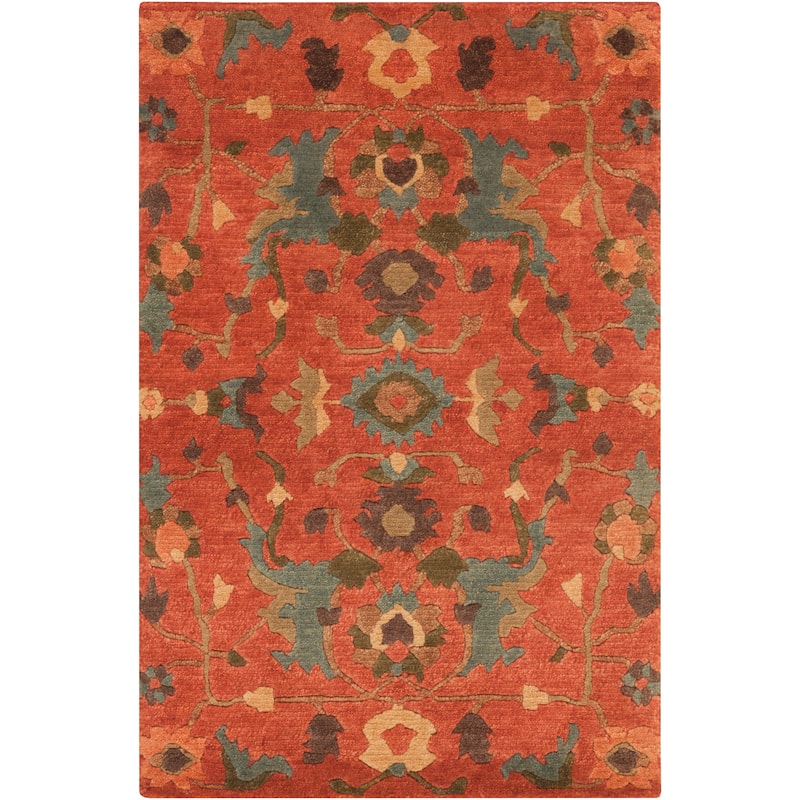 Hand-Knotted Abbigail Border New Zealand Wool Area Rug - 2' x 3' - 2' x 3'