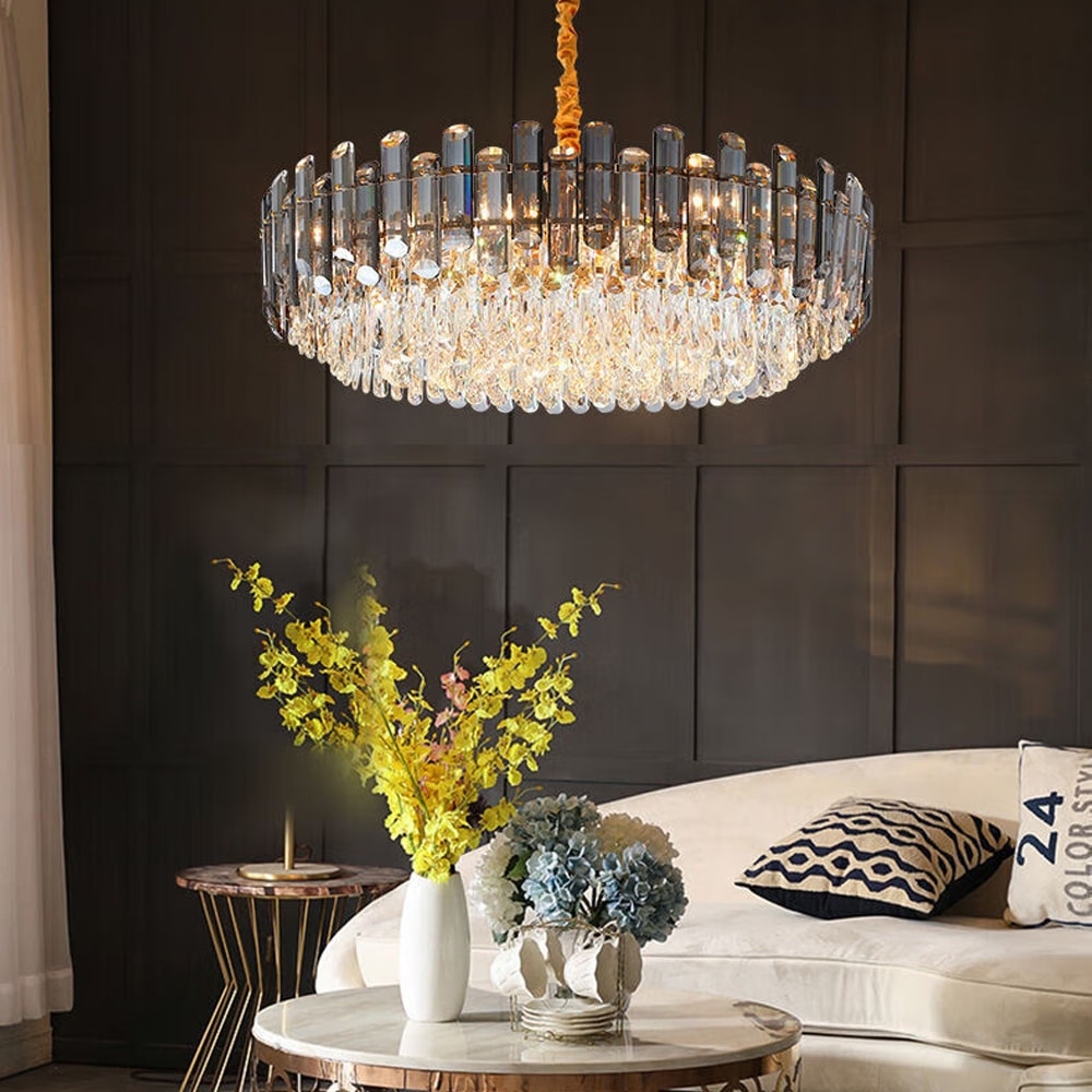 Round crystal ceiling light on sale