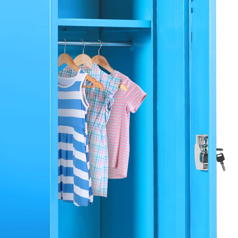 Standing Children Lockable Storage Cabinet Kid Safe Metal Lockers Blue
