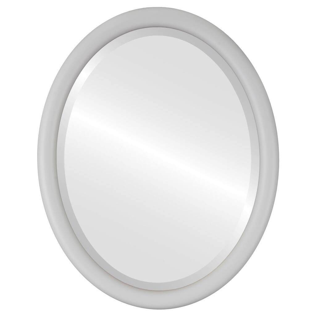 Pasadena Framed Oval Mirror in Linen White