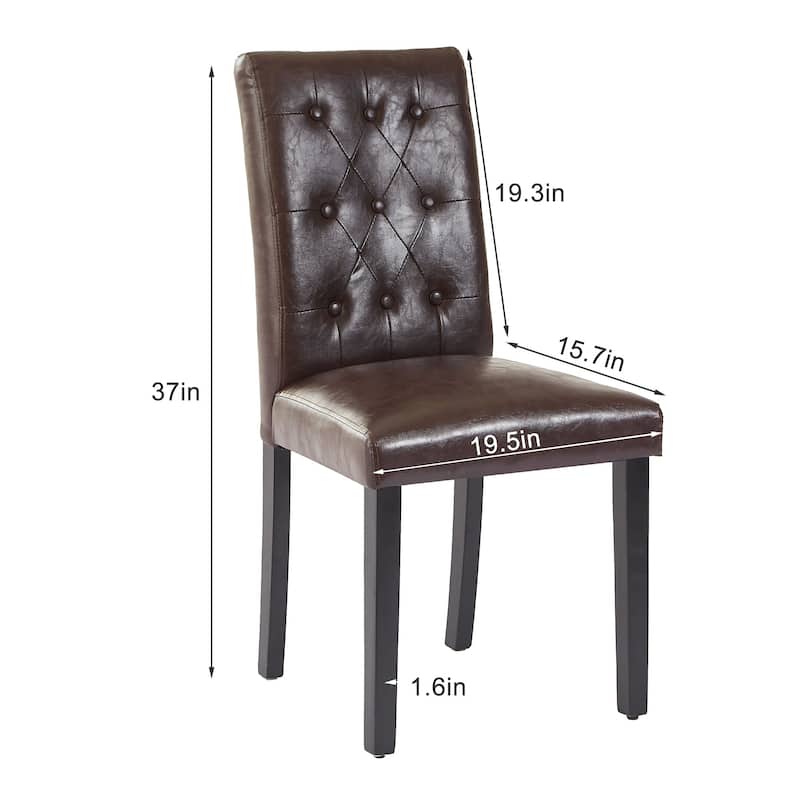 Upholstered Dining Chairs Set of 4, Button Tufted Parsons Dining Chair with Solid Wood Legs, Modern Fabric Side Chair