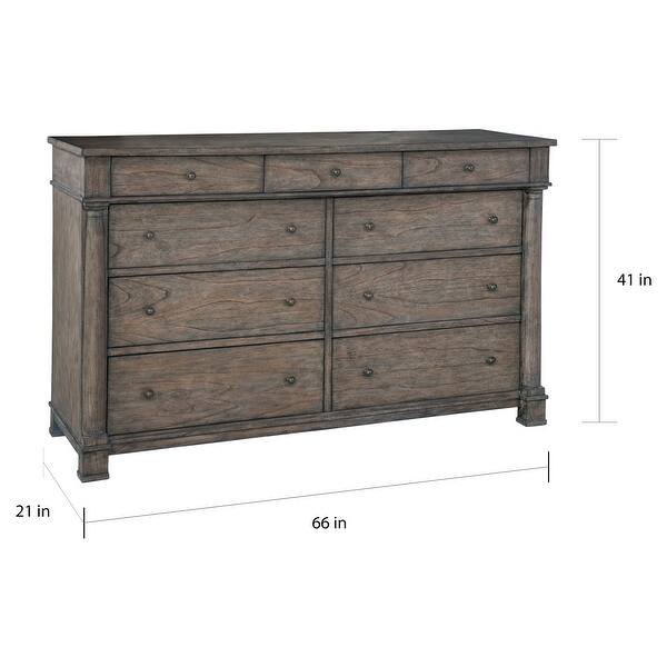 Hekman Furniture Lincoln Park Modern, Contemporary, Gray Wash, Large Bedroom Dresser with Nine Drawers