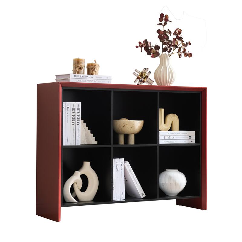 Ethan Contemporary Wood 6-Shelf Bookcase with Open Cubby Storage