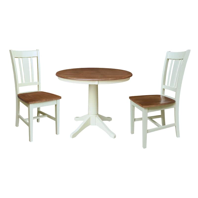 36" Round Top Pedestal Table With San Remo Chairs - 3-Piece - Hickory/Shell