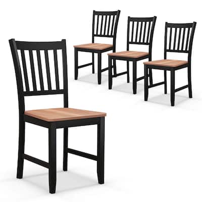 Set of 4 Dining Chair Kitchen Black Spindle Back Side Chair with Solid - See Details
