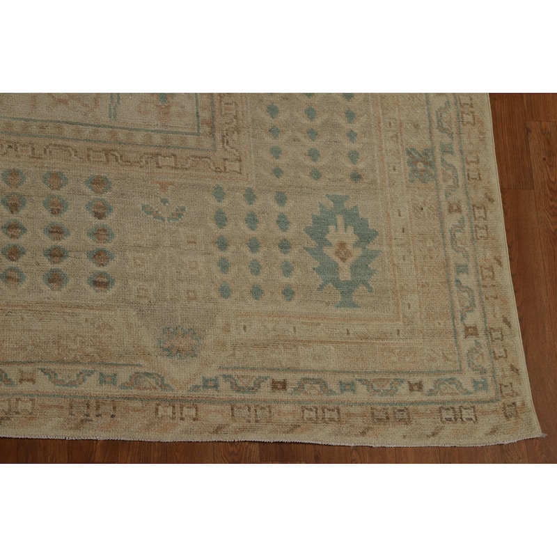 Vegetable Dye Oushak Turkish Rug Handmade Floral Wool Carpet - 9'0" x 12'4"