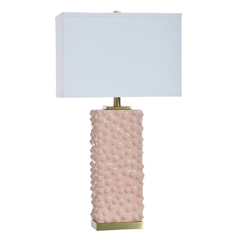 Tamara Day for Stylecraft Edmund Table Lamp - Polished Brass & Pearl Blush - Off-White Shade