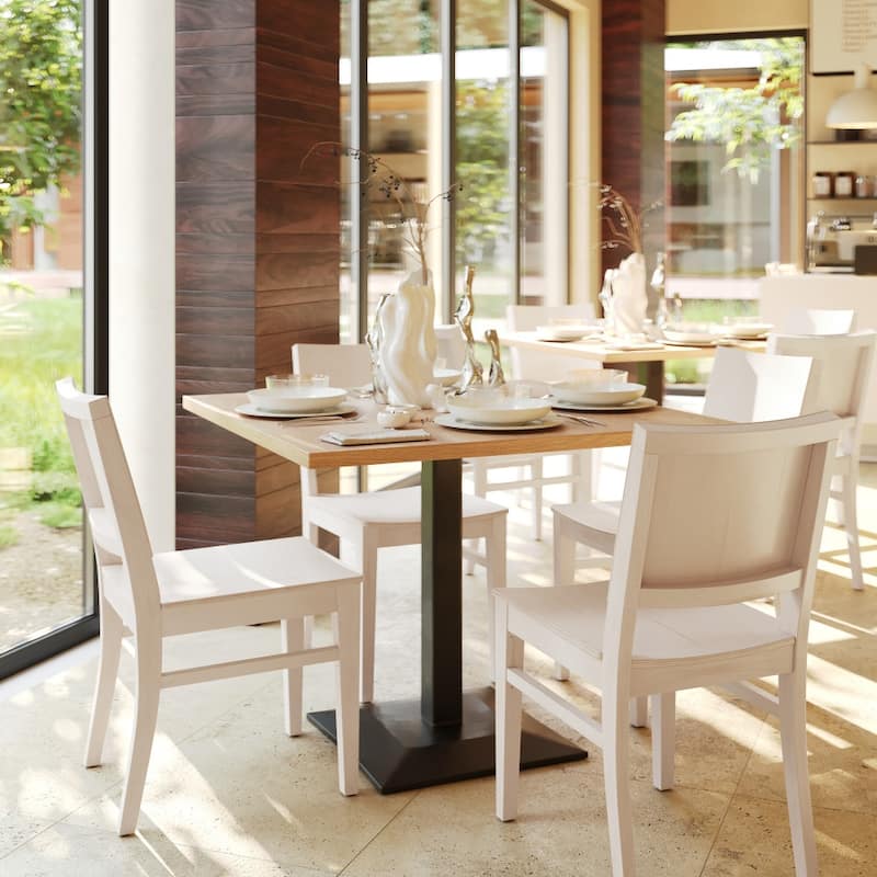 Commercial Solid Wood Dining Chair with Curved Backrest - 17.75"W x 21.25"D x 33.5"H