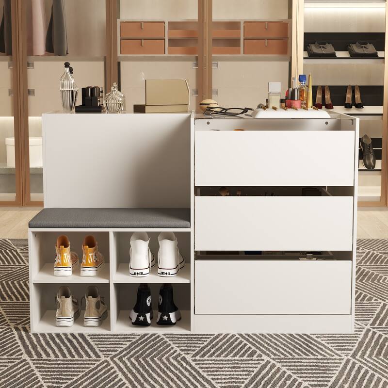 Cosmetic Storage Cabinet with Glassor Makeup, Jewelry Display Cabinet - 47.2"x27.6"