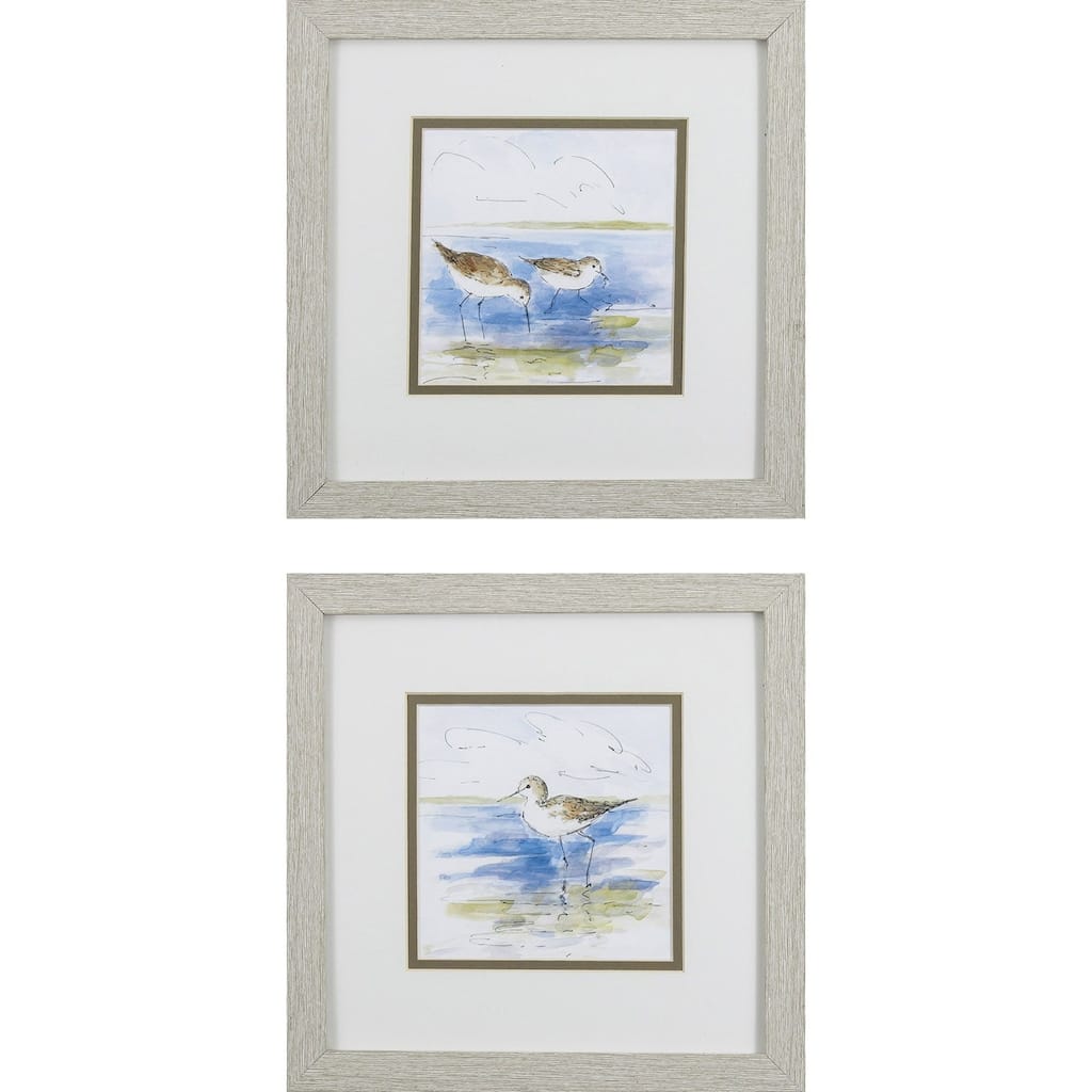 Sketchy Shore Birds S/2 Framed Art Under glass