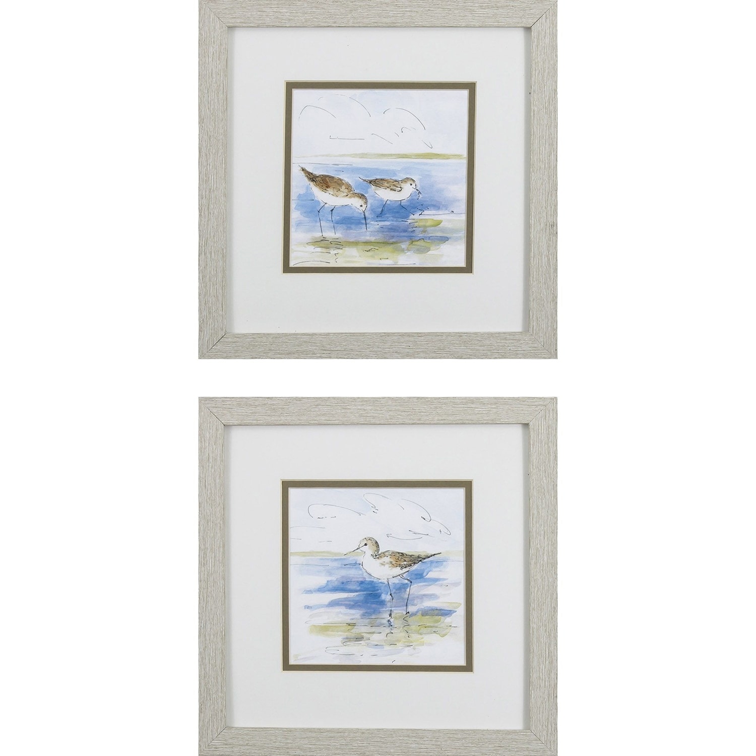 Sketchy Shore Birds S/2 Framed Art Under glass