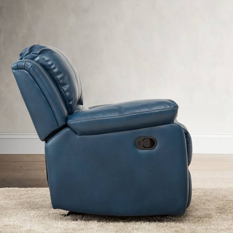Charlotte Navy Blue Leather Gel Recliner - Blue