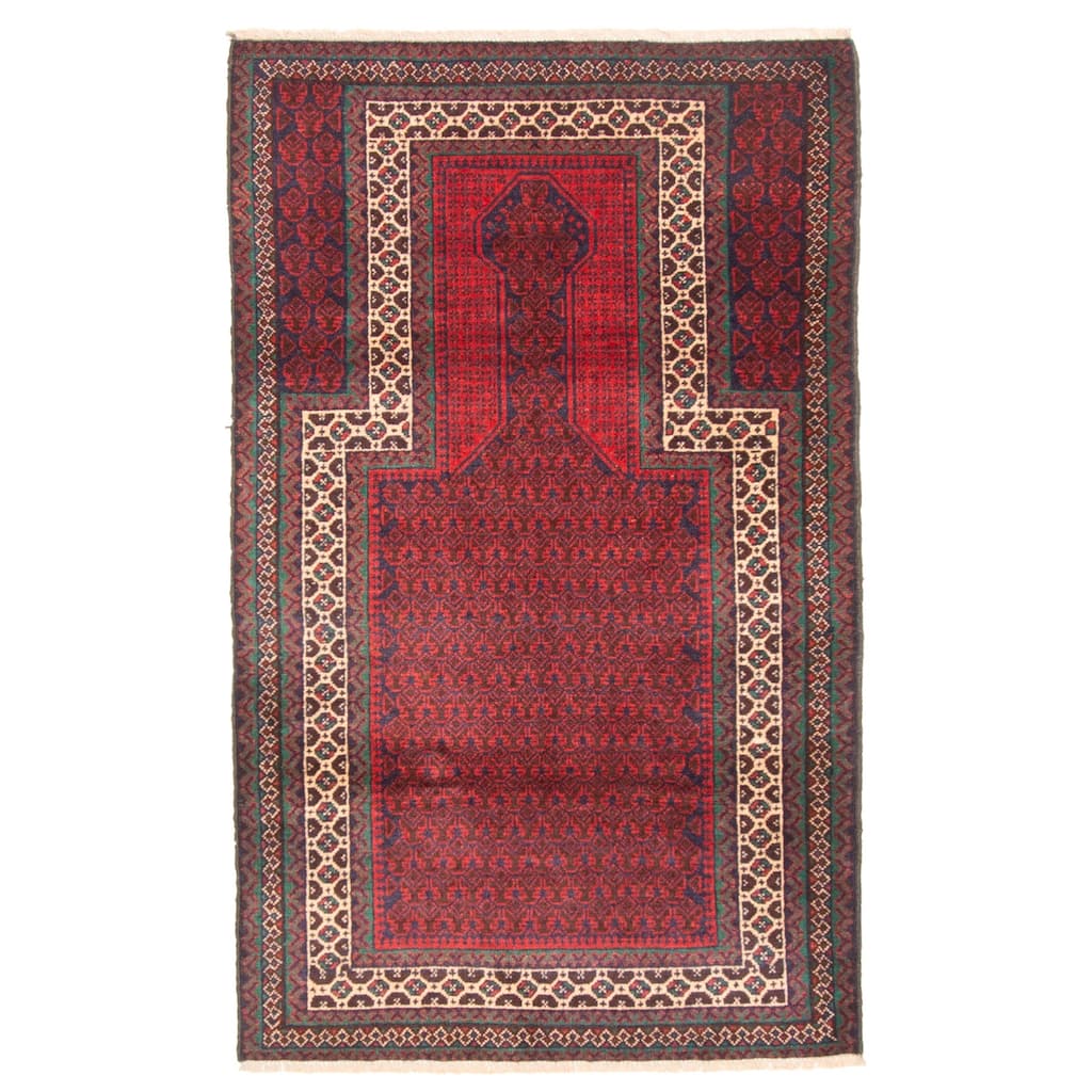 ECARPETGALLERY Hand-knotted Teimani Dark Navy Wool Rug - 2'9 x 4'8