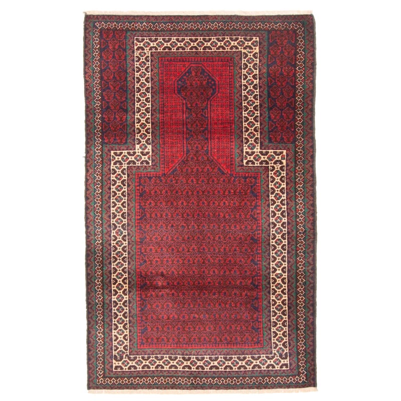 ECARPETGALLERY Hand-knotted Teimani Dark Navy Wool Rug - 2'9 x 4'8