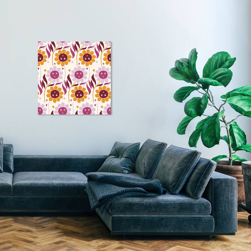 Wynwood Studio Canvas Floral and Botanical Floral Choice Purple and Apricot Modern & Contemporary Wall Art Canvas Print