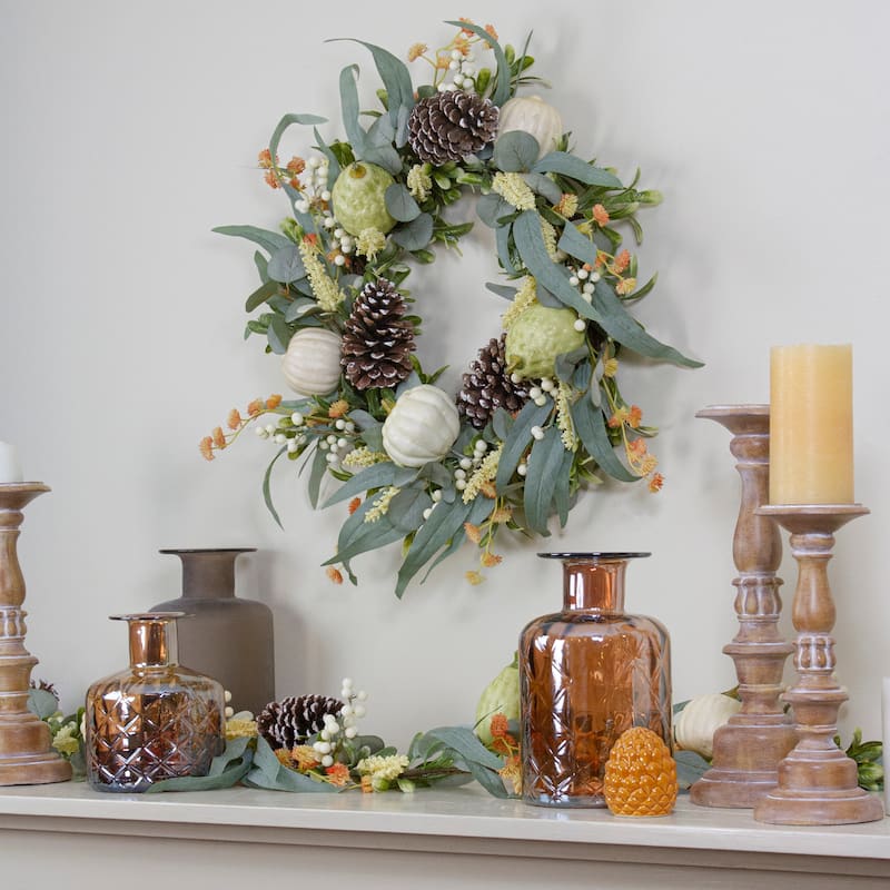 Artificial Gourds and Foliage Fall Harvest Wreath - 24 inch Unlit - N/A