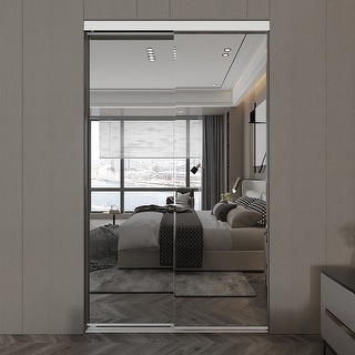 Colonial Elegance Bevelled Mirror Sliding Closet Door White 72x80.5 ...