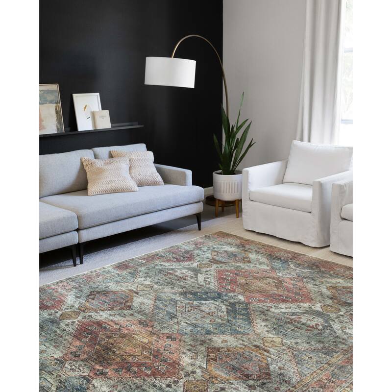 Alexander Home Leanne Traditional Distressed Printed Area Rug