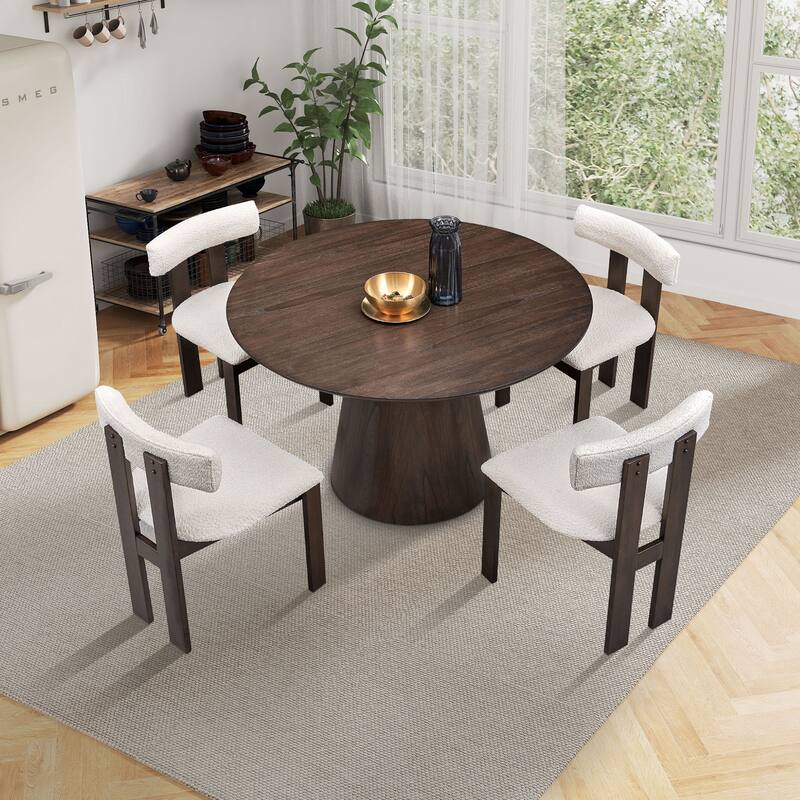 Modern Set of 2 Chairs with Wooden Legs, Soft Upholstered Seat and Cushion, Suitable for Dining Room and Living Room