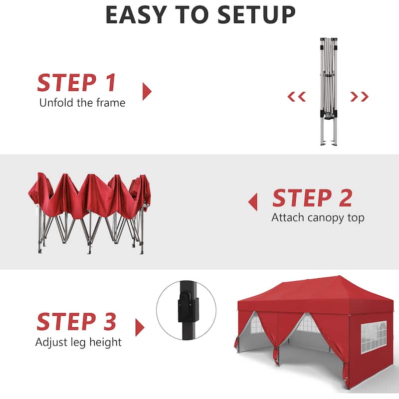 Ainfox 10x20 Heavy Duty Pop up Canopy Tent,Outdoor Shade Instant Folding Event Gazebo with Wheeled Bag