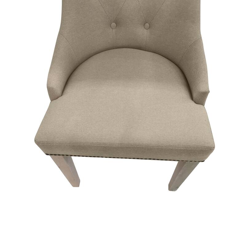 Tufted Back Armless Upholstered Dining Chair - 35" - Cream - Set of 2