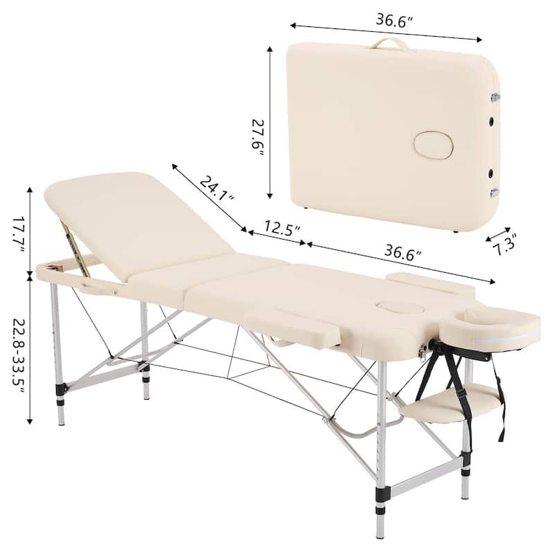 3 Folding Portable Massage Table Professional Aluminum Alloy