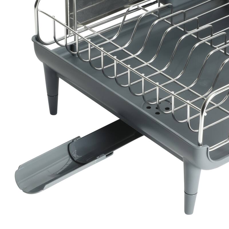 Kenmore Loxdell Expandable Full Size Rust Resistant Dish Rack with Drain Board and Flatware Caddy