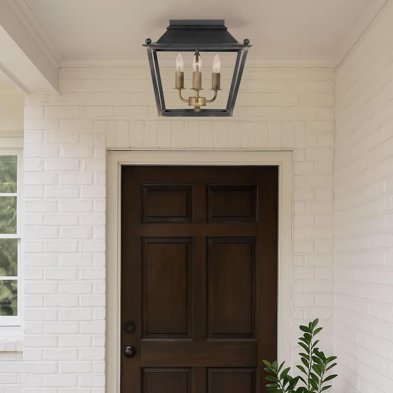 Christoff 3 Light Flush Mount in Antique Black Iron