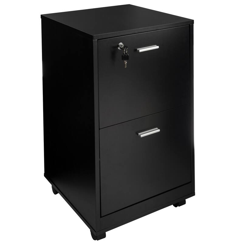 Lavish Home 2-Drawer File Cabinet with Lock and Rolling Wheels - Black