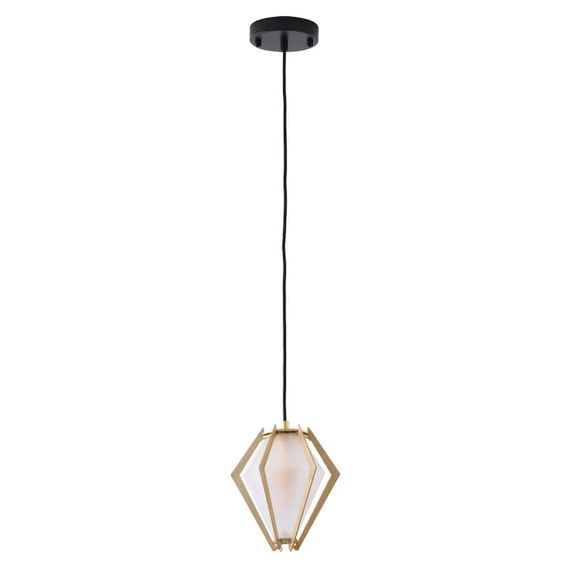 1-Light Gold Aluminum Single Pendant With Frosted Glass