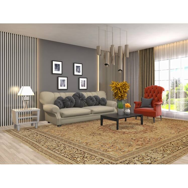 Vegetable Dye Tabriz Haj Jalili Persian Rug Hand-Knotted Wool Carpet - 9'3"x 12'9"