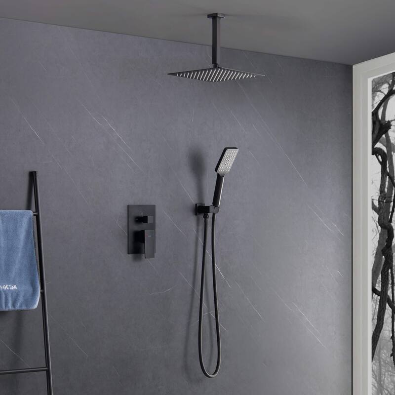 Pressure Balanced Ceiling Mounted 3-Function Shower System with Rough In Valve