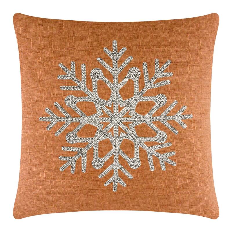 Sparkles Home Rhinestone Snowflake Pillow - Orange - 16 x 16