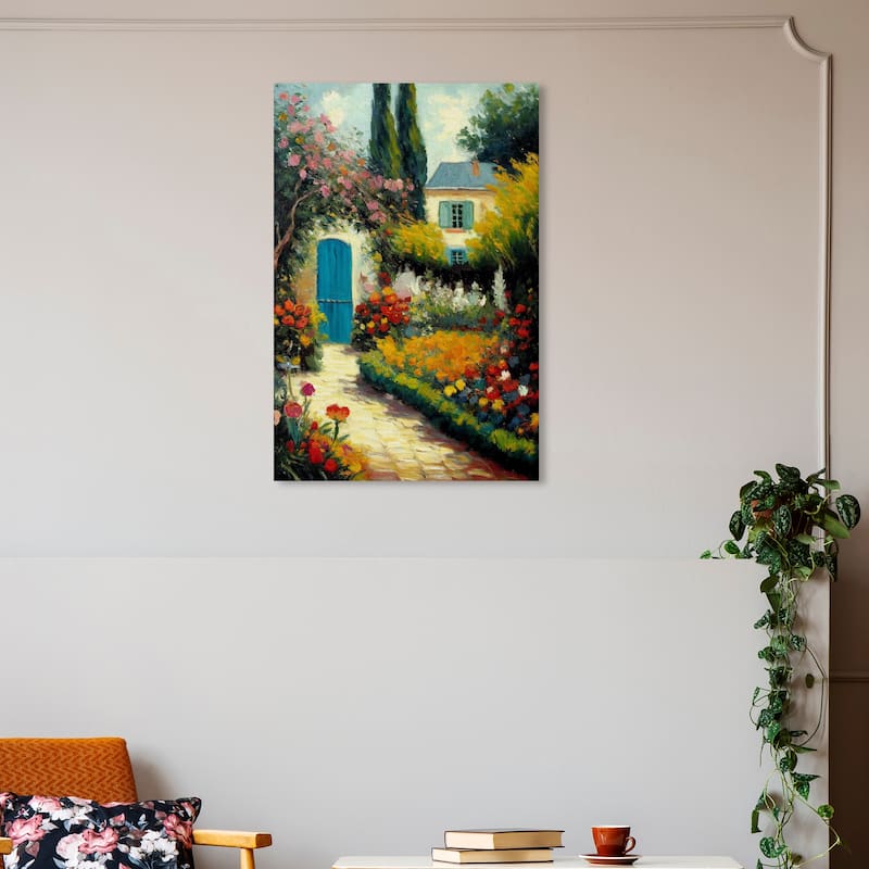 Wynwood Studio Canvas Floral and Botanical English Garden Green and Cabin & Lodge Wall Art Canvas Print - Green, Blue - 30 x 20