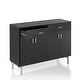 preview thumbnail 10 of 17, Furniture of America Mason Modern 2-drawer Buffet with Wine Rack