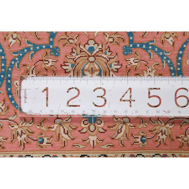 Hand Knotted Oriental 100% Silk Carpet Traditional Floral Beige & Ivories Qum Area Rug - 9' 11'' X 6' 5''