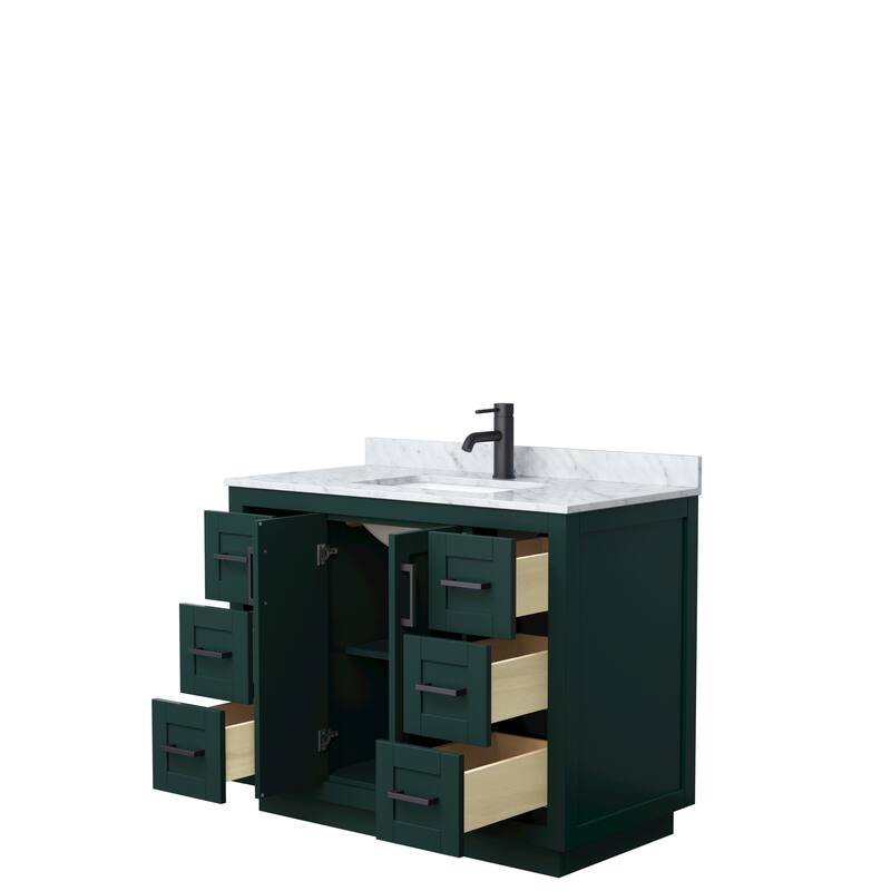 Miranda Single Vanity Set, White Carrara Marble Top, No Mirror