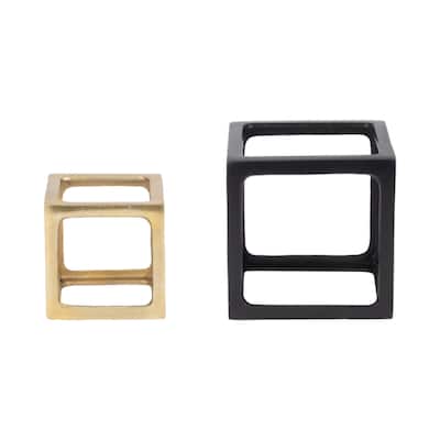 Sagebrook Home Set of 2 5/7" Metal Multi Open Square Object - 7" x 7" x 7"