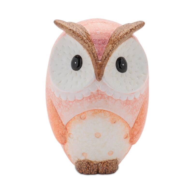 HomeRoots Set of Three Pink And Beige Terracotta Owl Figurines - 4.25 in. x 6.00 in. x 3.50 in.