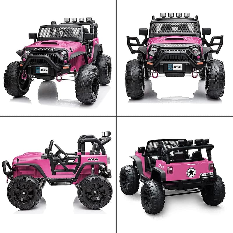 12V 2-Seater Kids Electric Ride-On Truck with Remote Control, Spring Suspension & Music - Pink