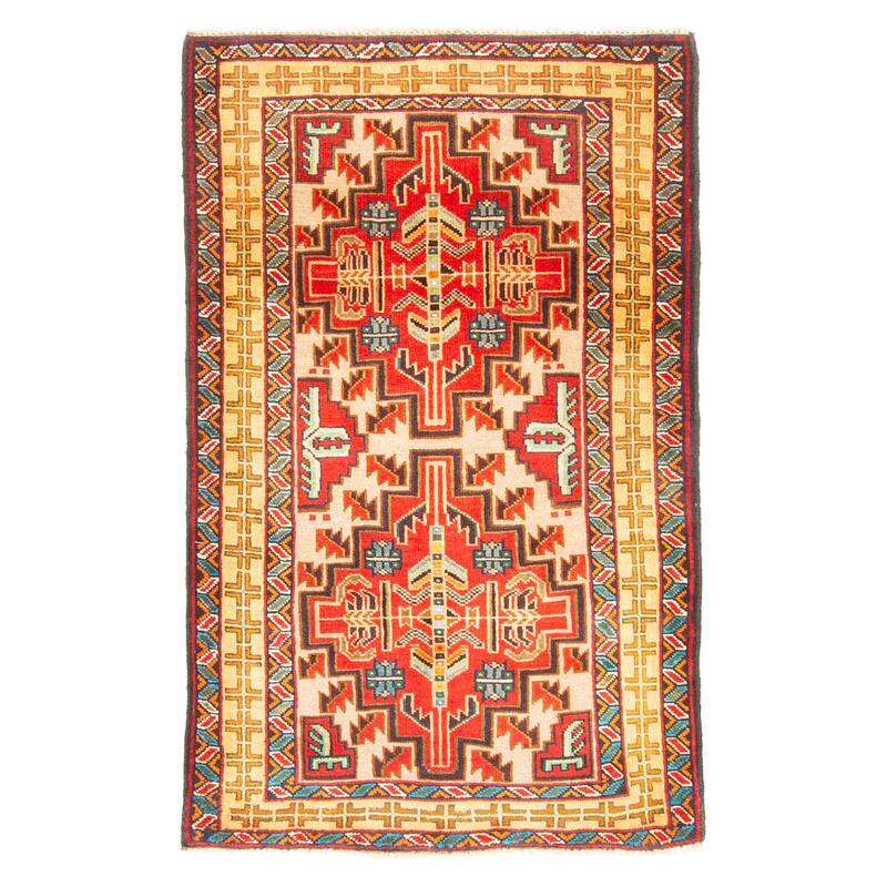 ECARPETGALLERY Hand-knotted Teimani Red Wool Rug - 3'0 x 4'10