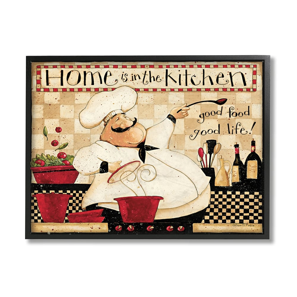 Stupell Home is the Kitchen Phrase Charming Vintage Chef Framed Wall Art