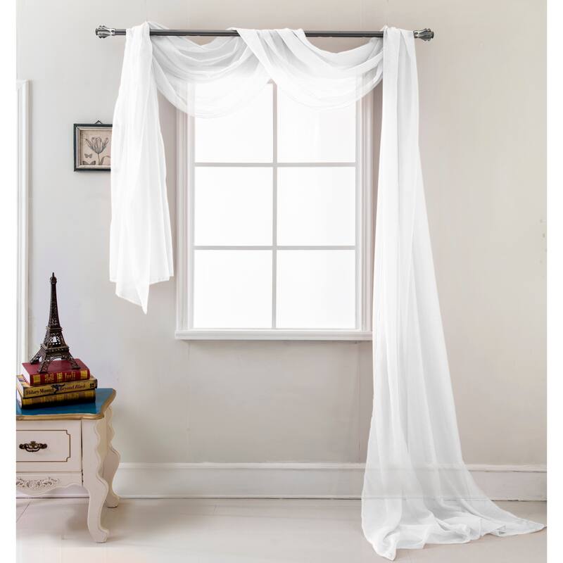 Celine Solid Sheer Curtain Canopy Bed Wedding Scarf - Beige