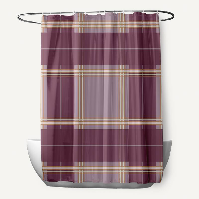 Large Plaid Pattern Shower Curtain - Purple