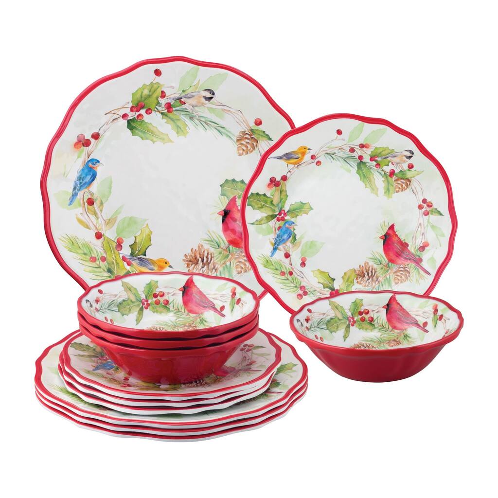 UPware 12-Piece Melamine Dinnerware Set, Includes Dinner Plates, Salad ...