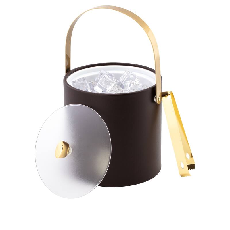 ARC 3qt Ice Bucket & Ice Tong w/ Acrylic Cover, Gold Arc Knob & Handle - 8' x 11'
