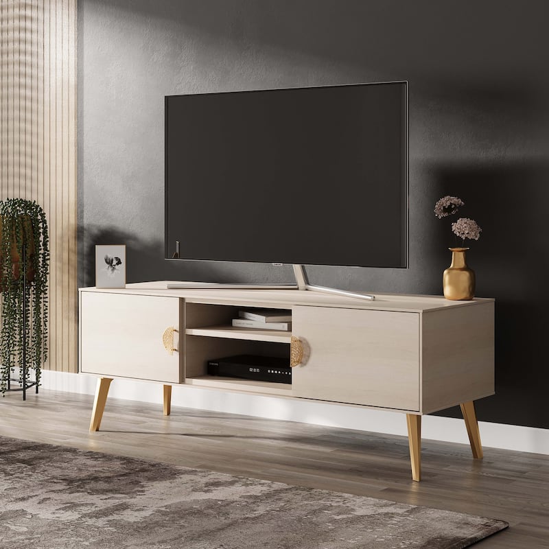 Manhattan Comfort Haley 55.10" Mid-Century Modern TV Stand - White