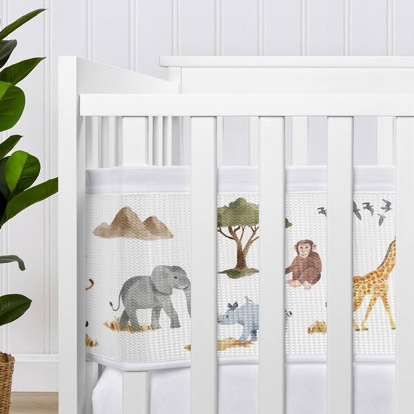Jungle Animals Boy Girl Gender Neutral Sweet Jojo Designs + BreathableBaby Breathable Mesh Crib Liner Green Boho